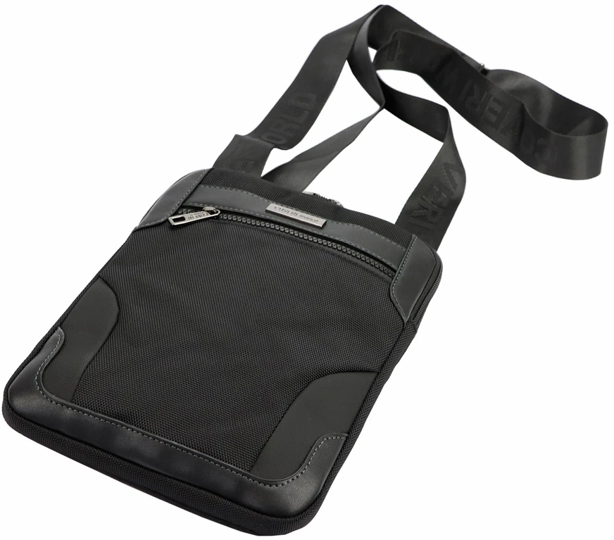 Vyriška juoda crossbody piniginė Coveri World CW2261 su reguliuojamu dirželiu