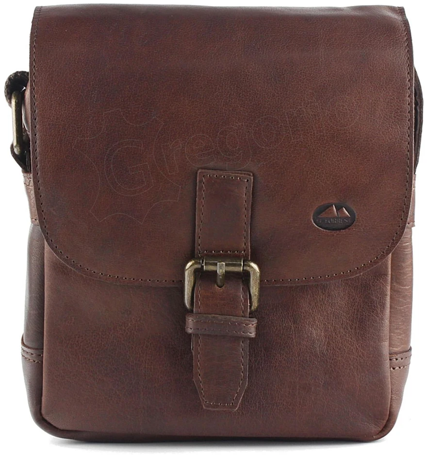 Vyriška odinė crossbody piniginė EL FORREST MB11-22, ruda, su auksinės spalvos detalėmis