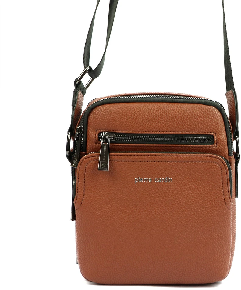 Vyriška ruda eko odos crossbody piniginė Pierre Cardin su reguliuojamu dirželiu