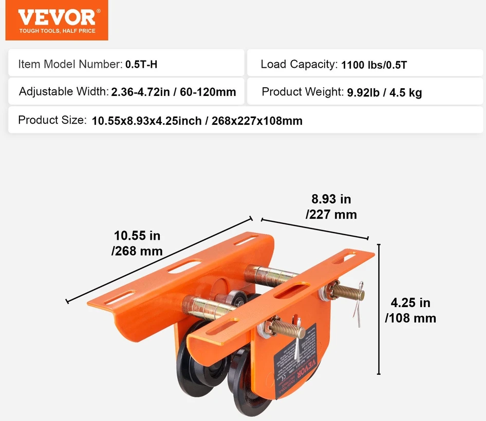 VEVOR Elektrinis keltuvas su važiuokle, 0,5 tonos
