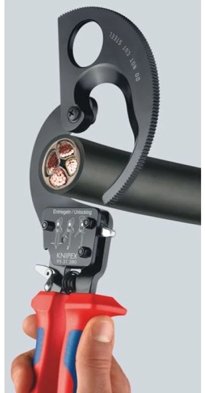 Wera Kabelių kirpimo terkšlinės žirklės Ø52mm/380mm², Knipex