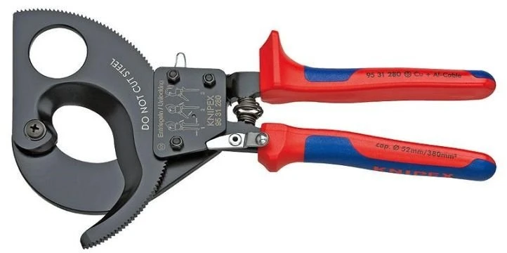 Wera Kabelių kirpimo terkšlinės žirklės Ø52mm/380mm², Knipex