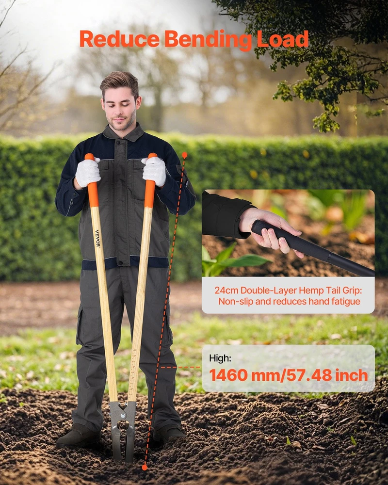 VEVOR Žemės grąžtas su medine rankena ir skalės žymėmis