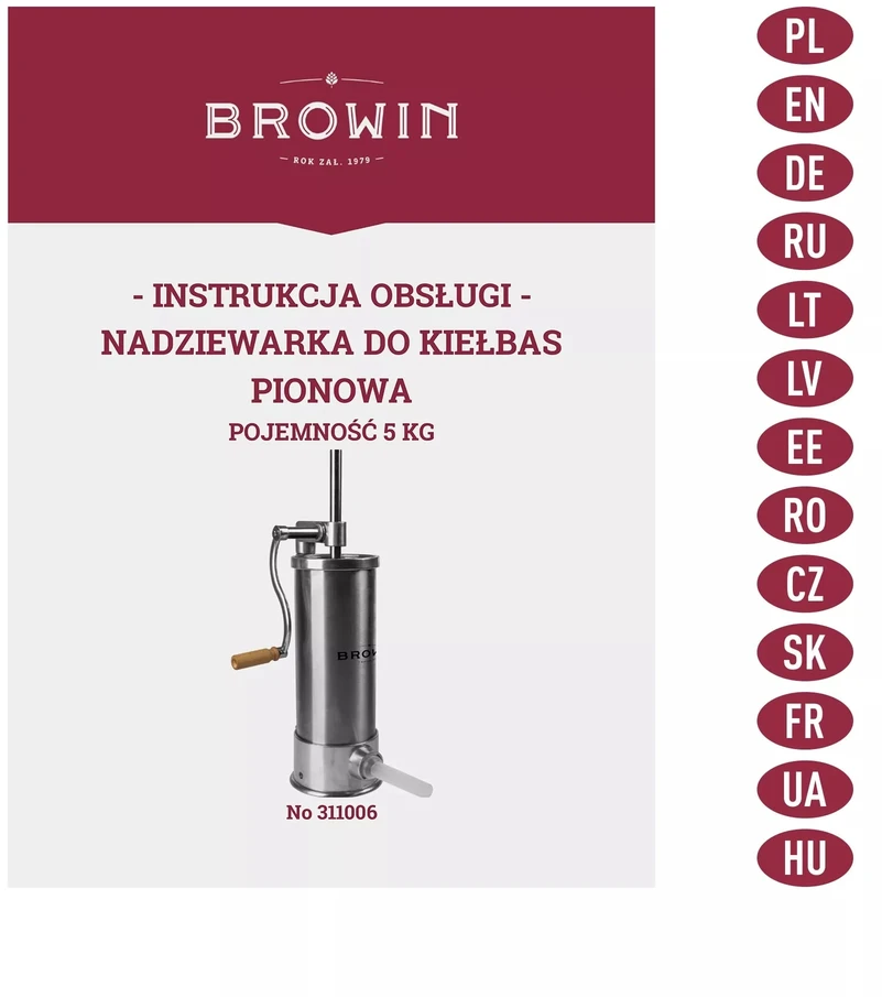 Browin Rankinis vertikalus dešrų kimštuvas 5kg