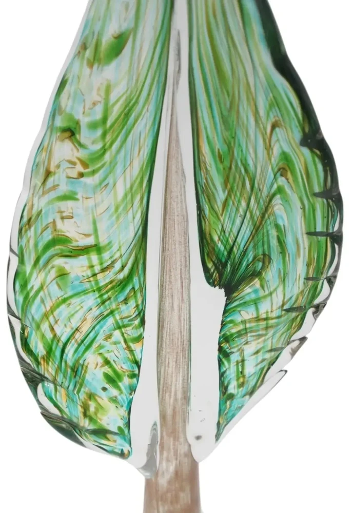 Rankšluostis Stiklinė dekoracija „Lapas“, 12×7×32.5 cm Žalias