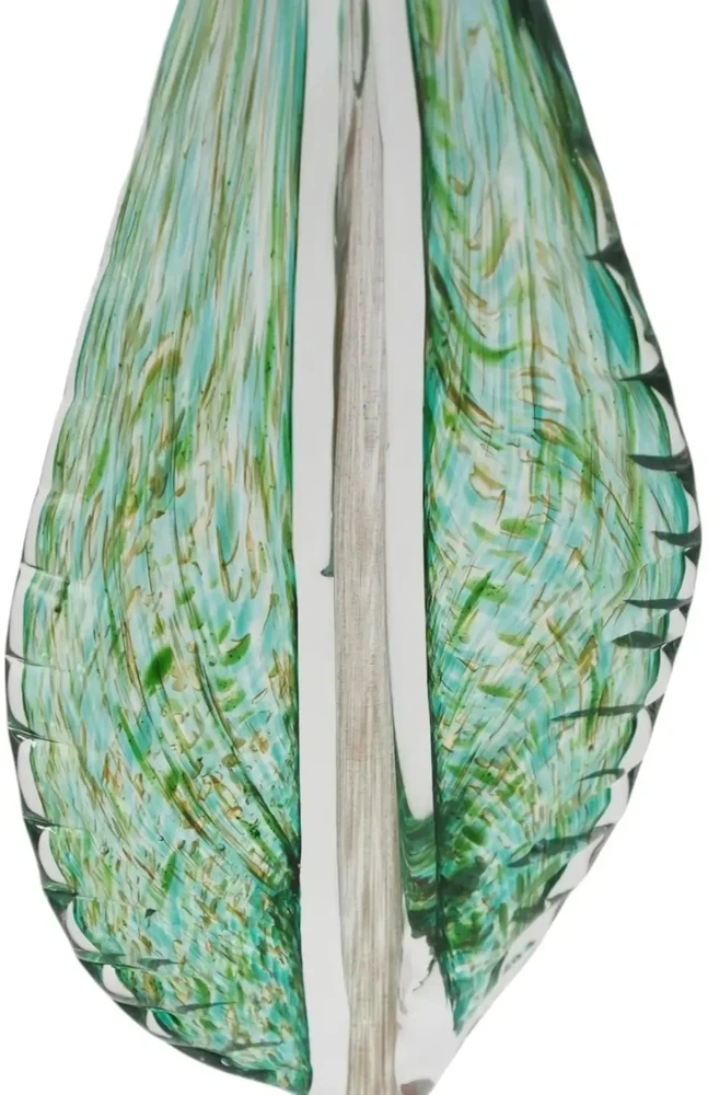 Rankšluostis Stiklinė dekoracija „Lapas“, 13×9×41 cm ŽALIAS