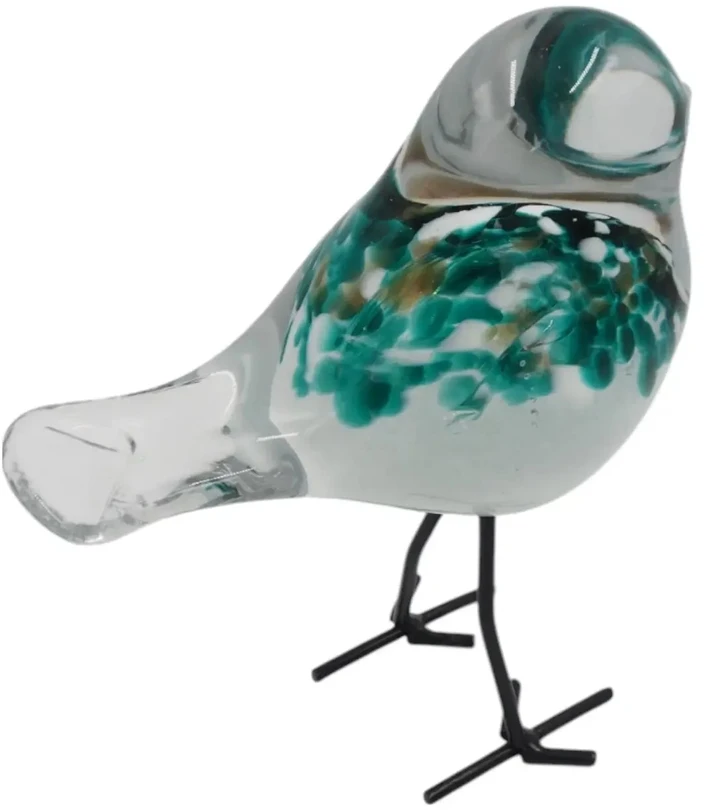Rankšluostis Stiklinė dekoracija „Paukštelis“ – 18×8×19 cm Baltas