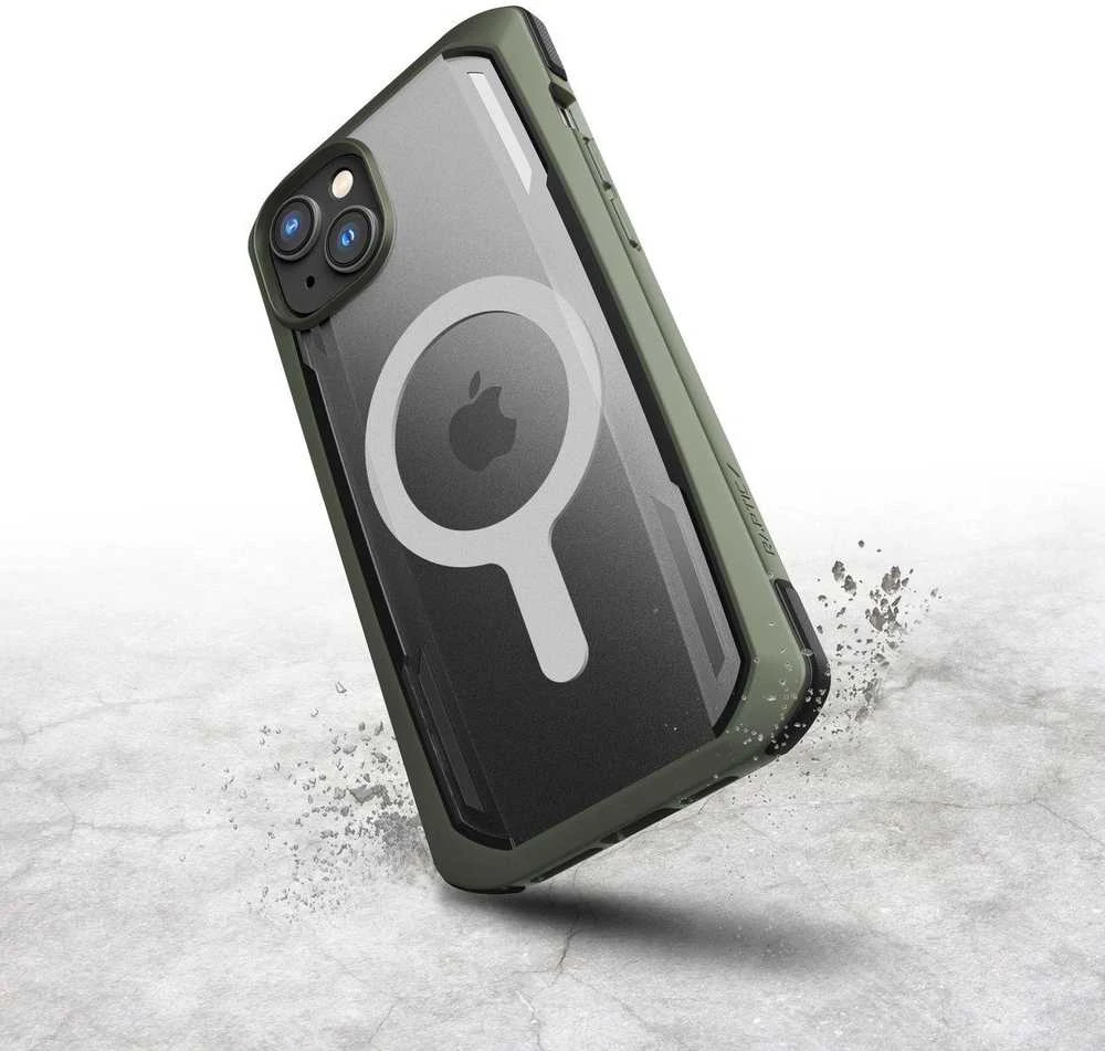 Raptic X-Doria Secure iPhone 14 Plus su MagSafe armored dėklas telefonui žalios spalvos