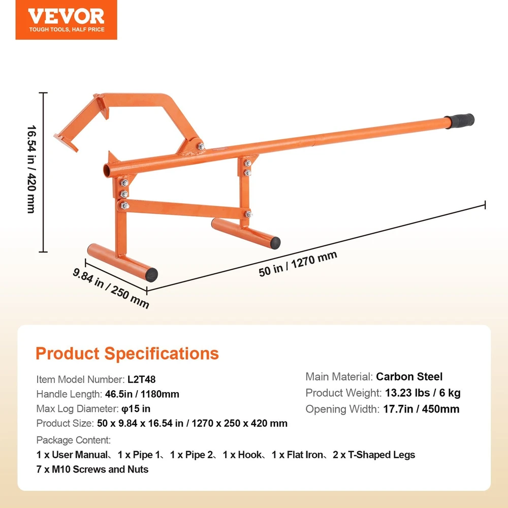 VEVOR Rąstų kėlėjas 46,5 cm iki 38 cm skersmens