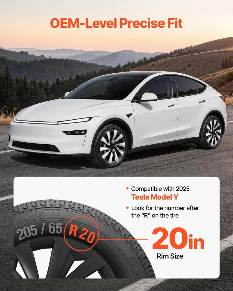 VEVOR Tesla Model Y 2025 ratų gaubtai, 20 cm