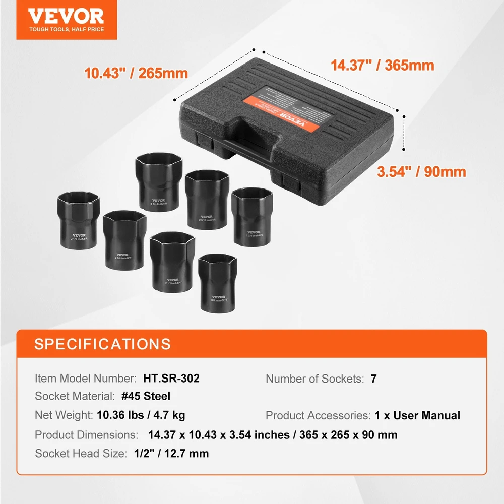 VEVOR Ratų guolių veržlių raktų rinkinys 1/2"