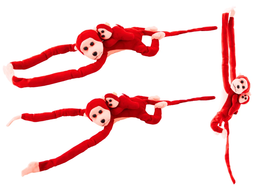 Lean Toys Pliušinis beždžionės žaislas su mažyliu, 90 cm