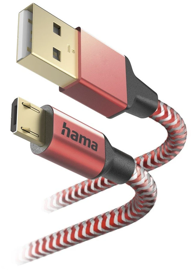 Hama Raudonas atspindintis USB-A–Micro-USB įkrovimo laidas 1,5 m