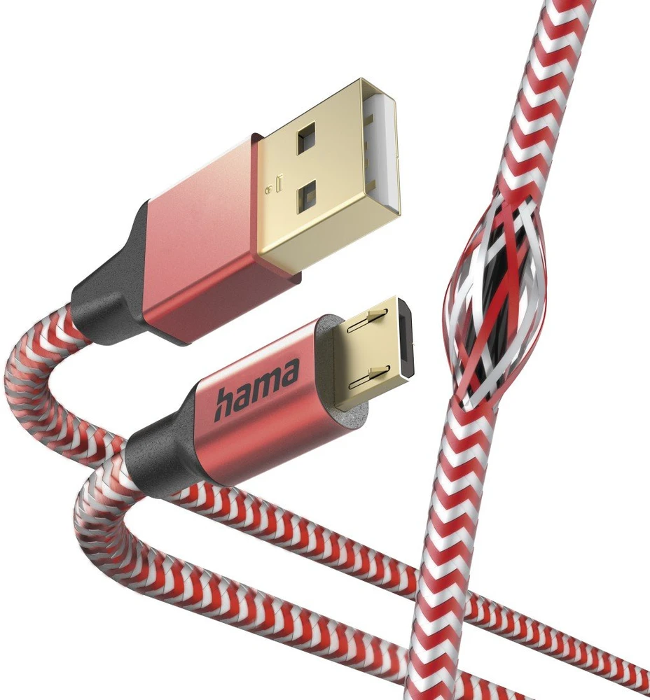 Hama Raudonas atspindintis USB-A–Micro-USB įkrovimo laidas 1,5 m
