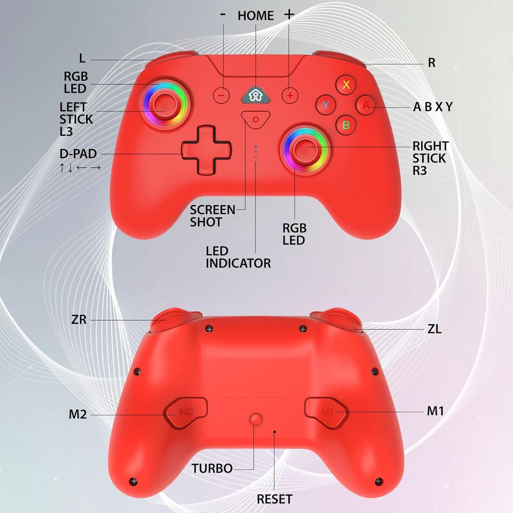Subsonic Belaidis LED valdiklis, raudonas – „Nintendo Switch“