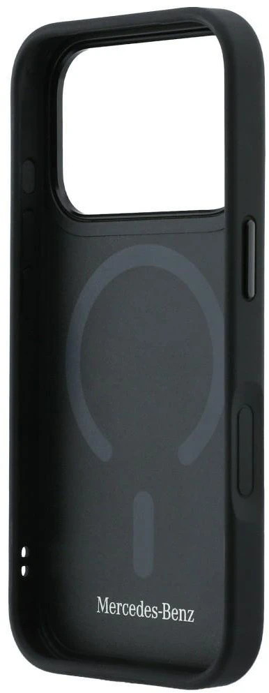Raudonas dėklas Mercedes-Benz Leather with Crossed Lines MagSafe iPhone 17 Pro Max
