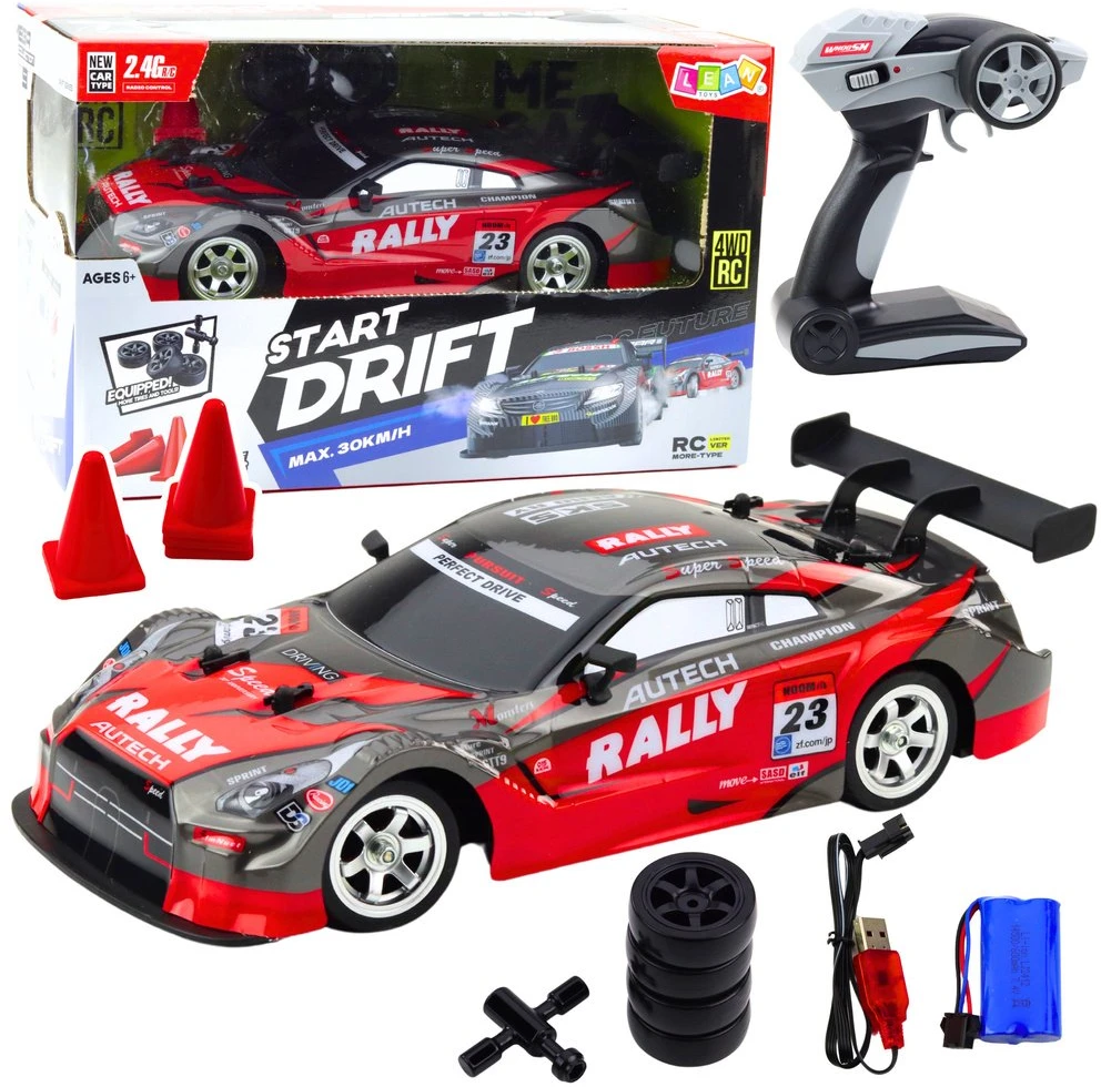 Lean Toys Nuotoliniu būdu valdomas lenktyninis automobilis su drift funkcija 1:16