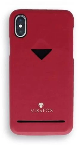Raudonas telefono dėklas su kortelių skyriumi iPhone X/XS