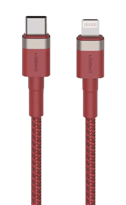 Raudonas USB-C į Lightning laidas, 1 m, 3 A