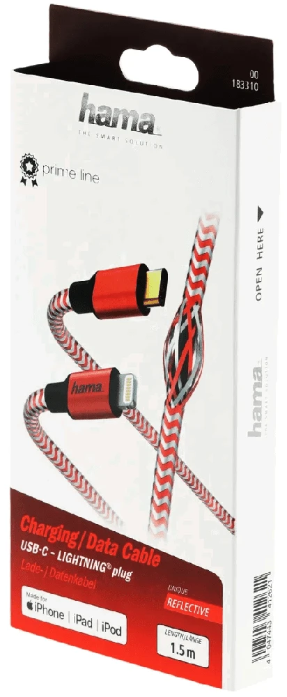 HAMA USB TYPE-C CABLE - APŠVIETIMO MFI 1,5 m Raudonas