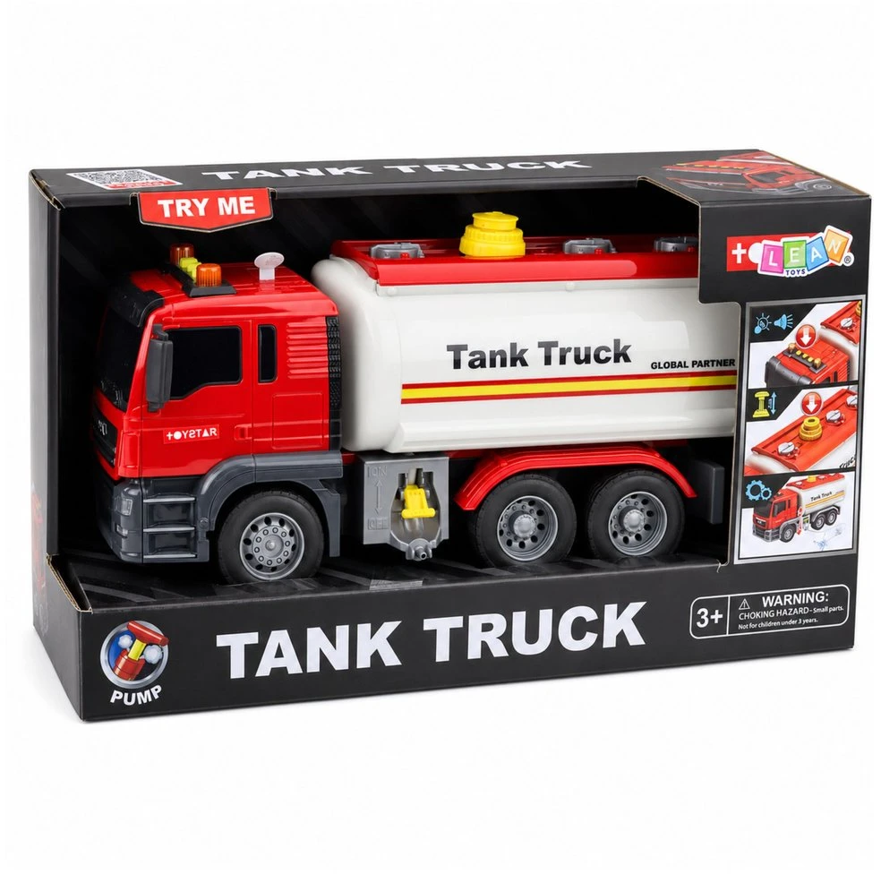 Lean Toys Cisterninis sunkvežimis raudonas ir baltas