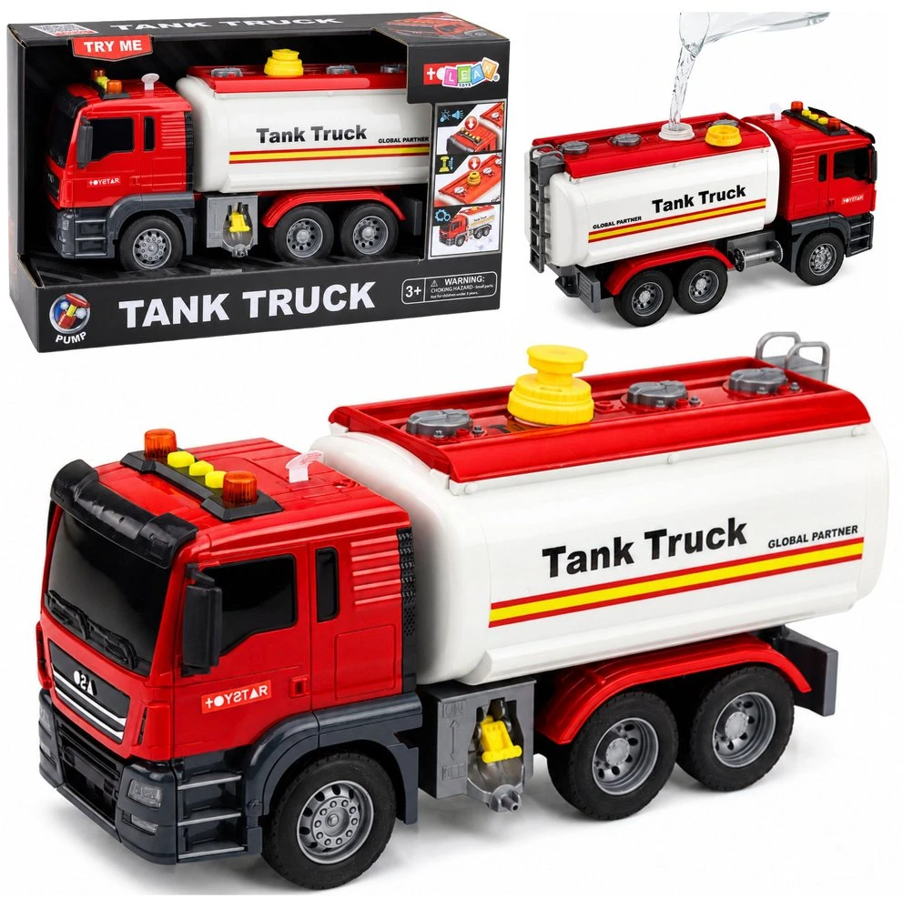 Lean Toys Cisterninis sunkvežimis raudonas ir baltas