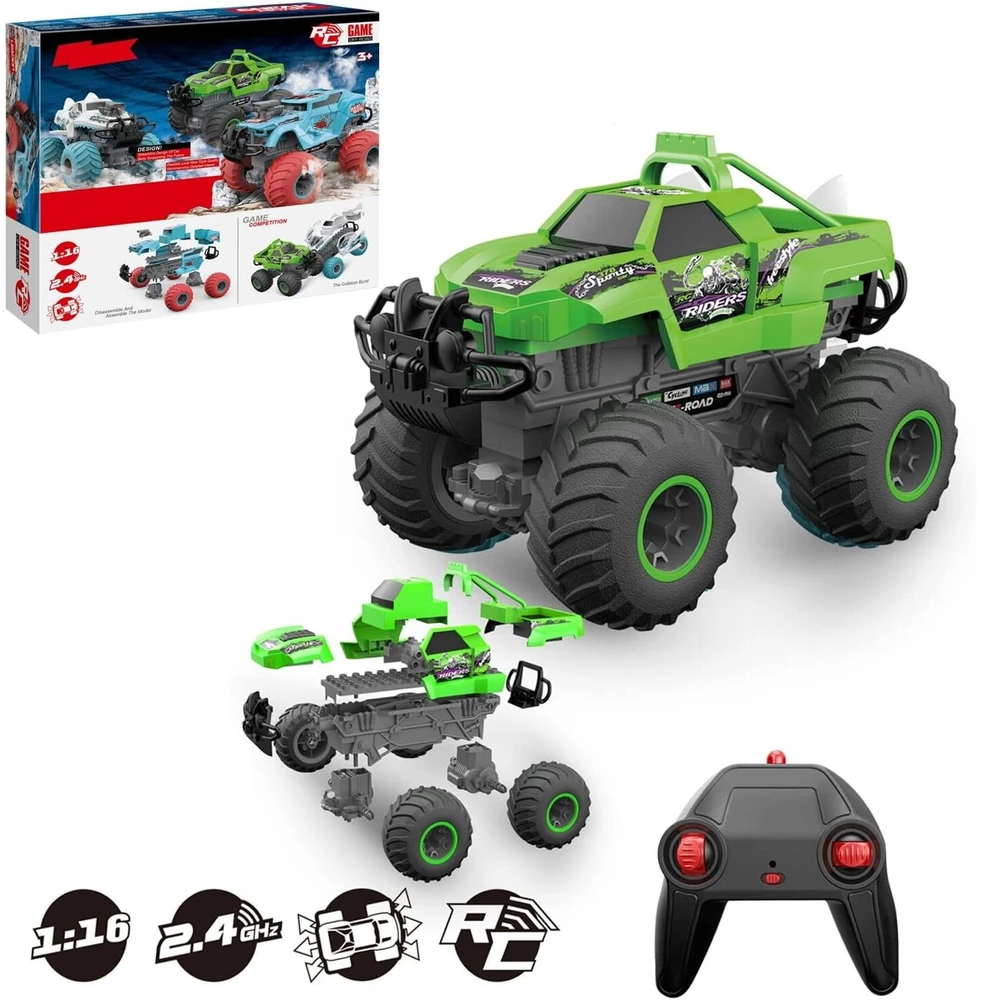 RC didelių ratų visureigis konstruojamas automobilis