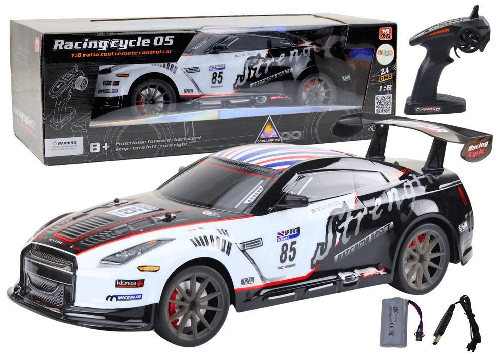 Lean Toys Didelis nuotoliniu būdu valdomas sportinis automobilis 1:8 su šviesomis ir garsais