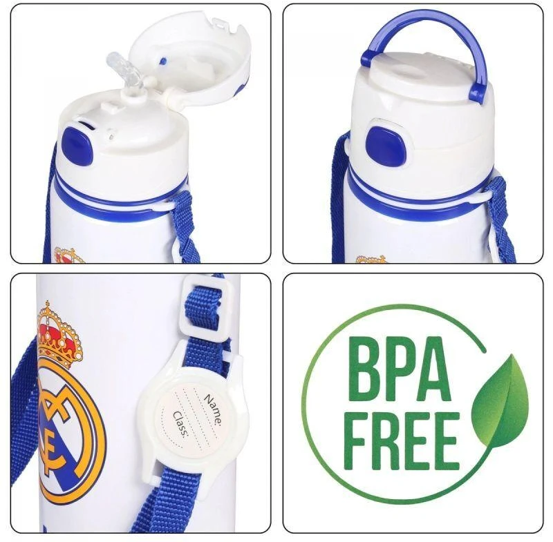 Gertuvė KIDS Vaikiškas aliuminio vandens buteliukas su snapeliu, 600 ml, „Real Madrid“ / Rm00005