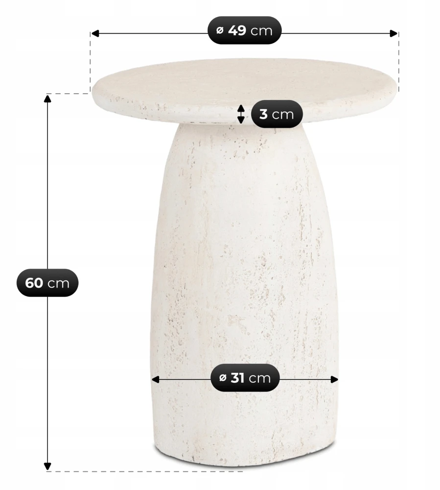 REES kavos staliukas, 49 cm, kreminės/smėlinės spalvos, modernus