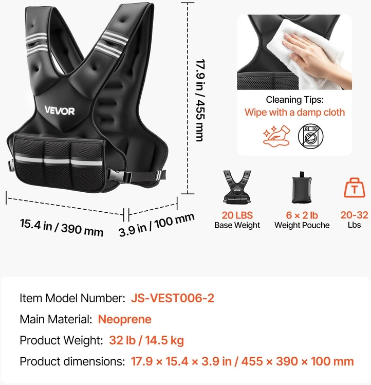 Reguliuojama svorio liemenė VEVOR JS-VEST006-2, 14,5kg