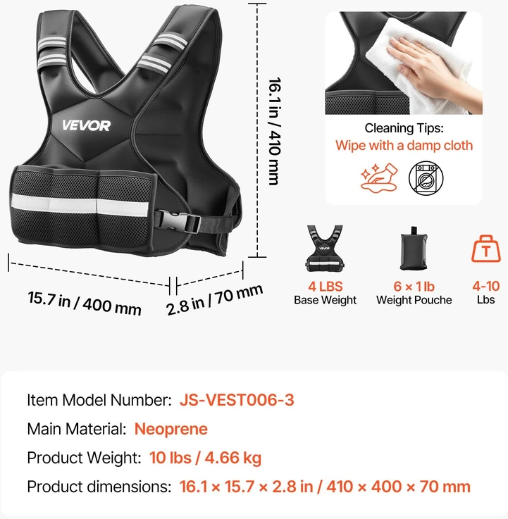 VEVOR Reguliuojama svorinė liemenė 4,7kg