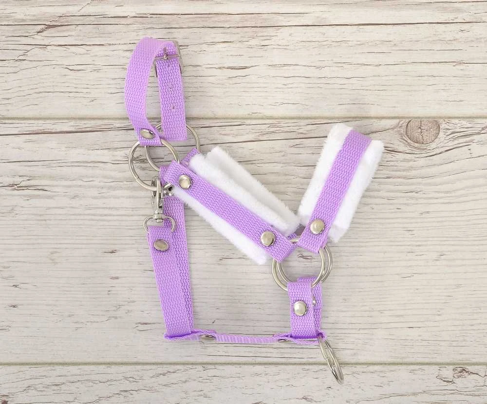 Reguliuojamas kantaras hobi arkliukui A3 – violetinis su balta pūkine apdaila