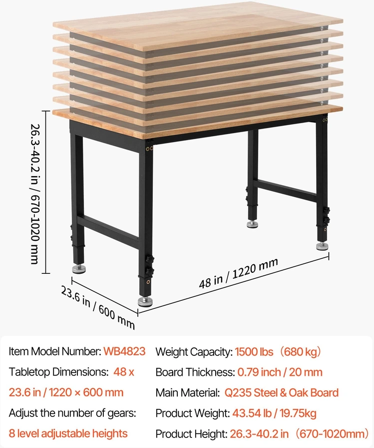 VEVOR Reguliuojamas darbastalis 680 kg
