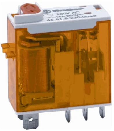 Relė 1 grupė 46 serijos Finder 466180240054 (24V AC, 16A/250VAC, TEST mygtukas, LED indikacija)