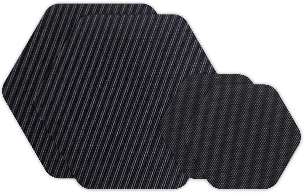 Remonto lopai striukėms ir kuprinėms Gear Aid Tenacious Tape Hex, juodi, 4 vnt.