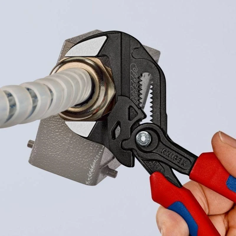 Mėlynas KNIPEX replės veržliaraktis 86 02 180 (raudona/mėlynas, ilgis 180m, reguliuojamas 15 kartų)