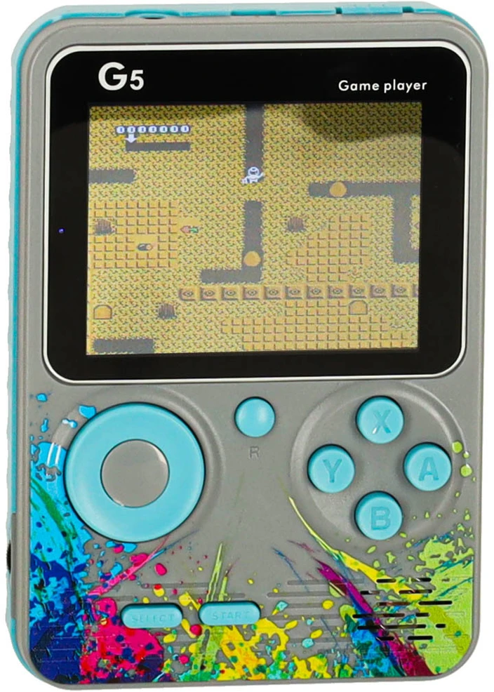Ikonka Nešiojama mini retro žaidimų konsolė, pilka