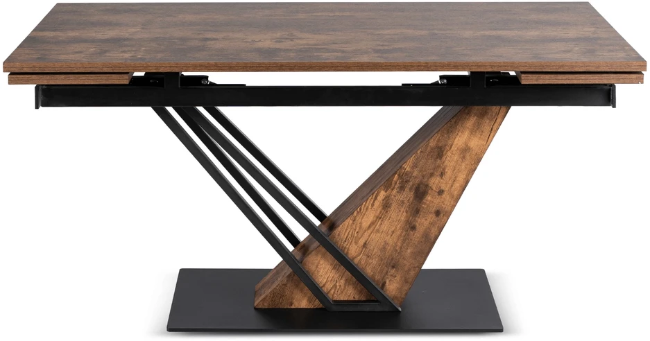 REX išskleidžiamas stalas, 160–220 cm, MDF, kaimiško ąžuolo/juodos spalvos