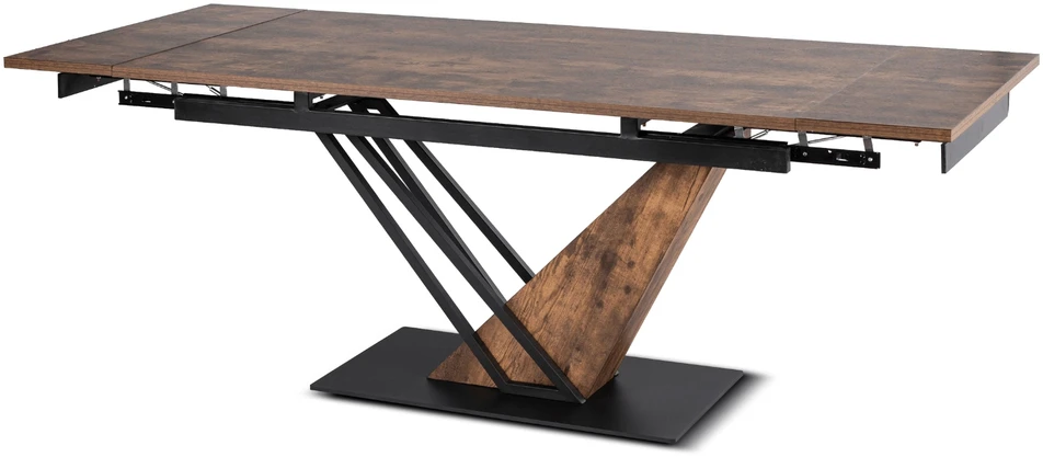 REX išskleidžiamas stalas, 160–220 cm, MDF, kaimiško ąžuolo/juodos spalvos