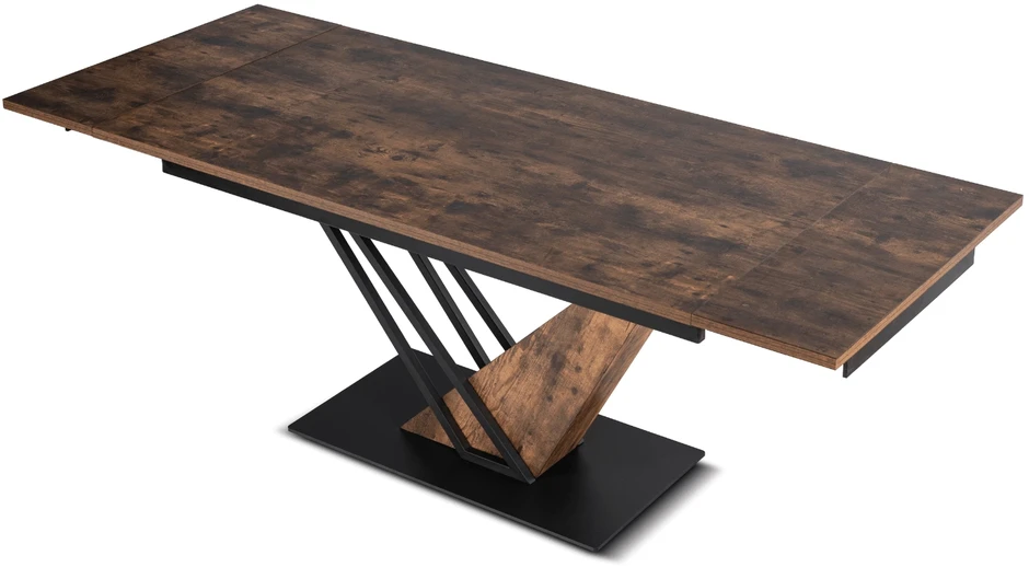 REX išskleidžiamas stalas, 160–220 cm, MDF, kaimiško ąžuolo/juodos spalvos