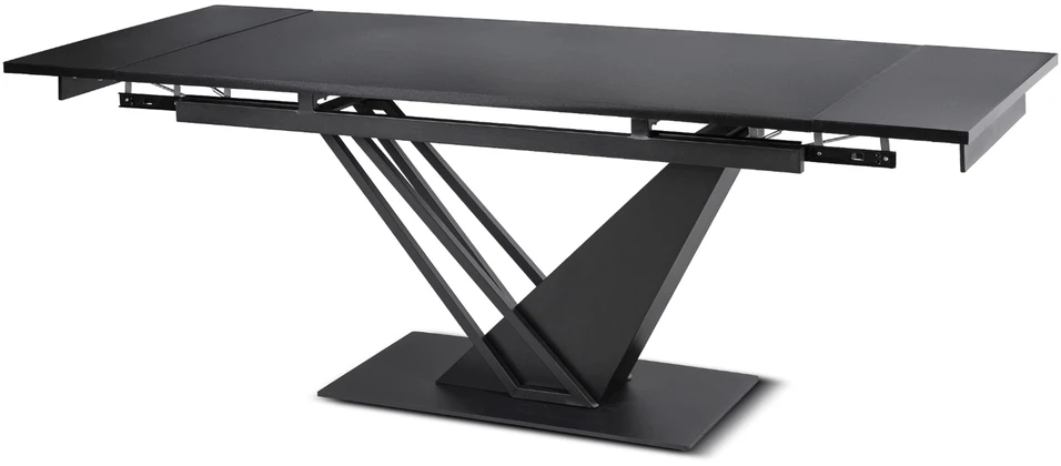 REX stačiakampis ištraukiamas stalas, 160–220 cm, juodas, moderniam lofto stiliaus valgomajam