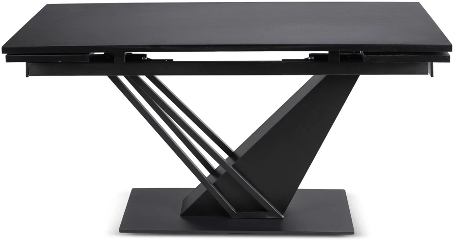 REX stačiakampis ištraukiamas stalas, 160–220 cm, juodas, moderniam lofto stiliaus valgomajam