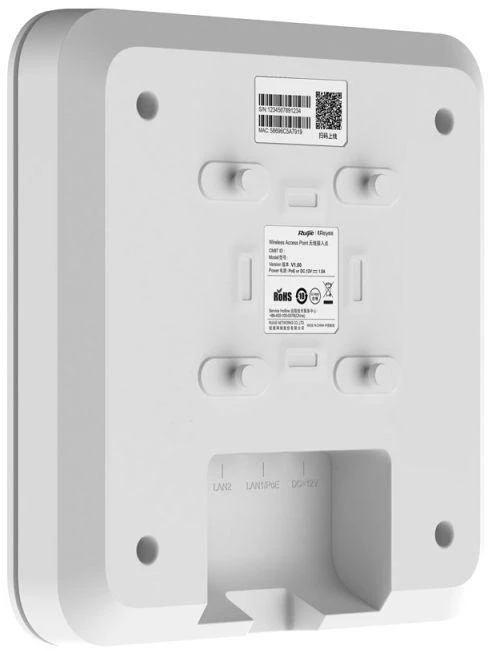 Ausinės REYEE BEVIELIO RYŠIO PRIEIGOS TAŠKAS AX1800, 2x 1GBIT PRIEVADAI | WI-FI 6 - 802.11AX - 1775MBPS | POE MAITINIMAS | MONTUOJAMAS ANT LUBŲ