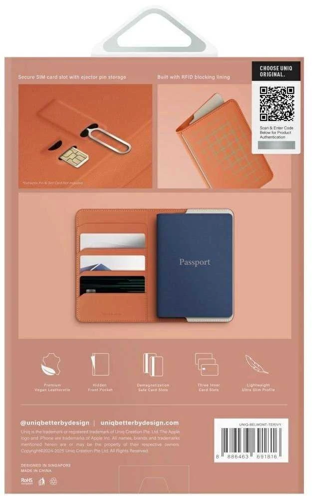 Passport Dėklas UNIQ Belmont RFID terracotta ivory