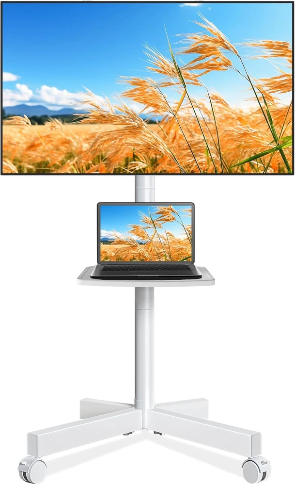 Rfiver mobilus televizoriaus stovas su ratukais 27–60 col., VESA 400 × 400 mm MT2004WHT