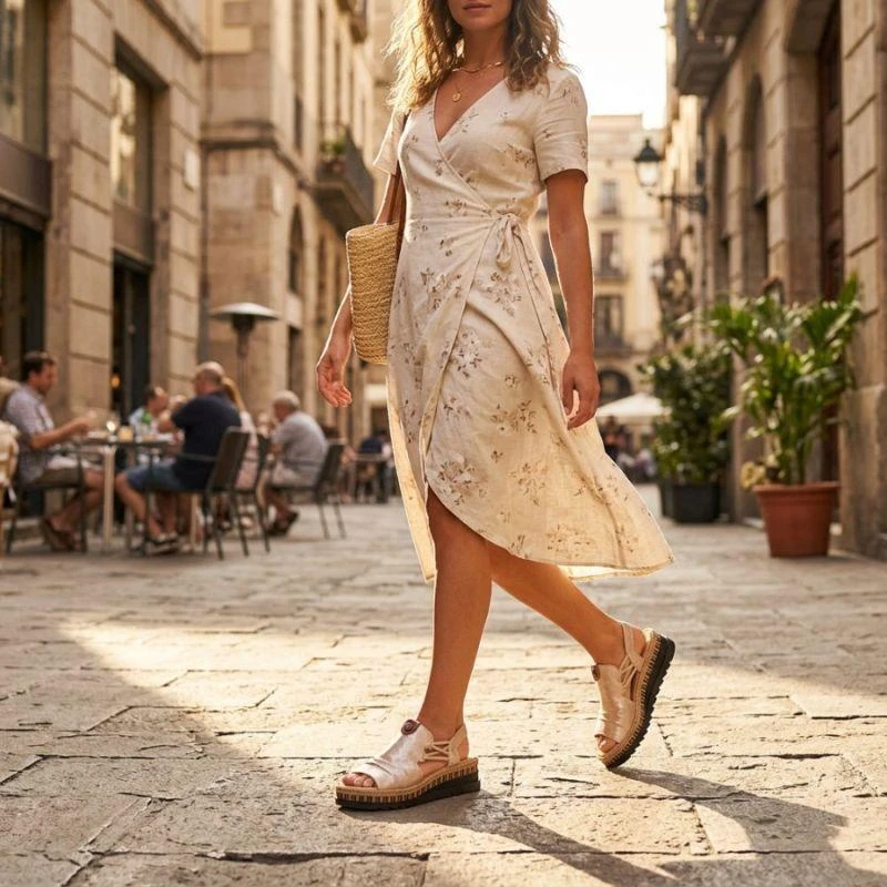 Rieker V7972-60 moteriškos auksinės basutės su platforma