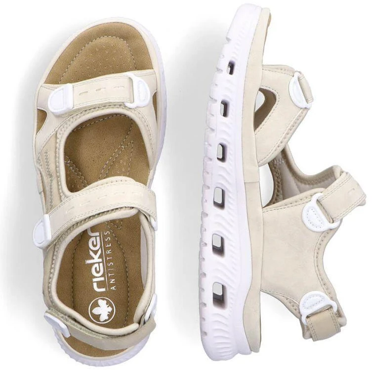 Rieker W RKR691 patogūs velcro sandalai smėlio spalvos