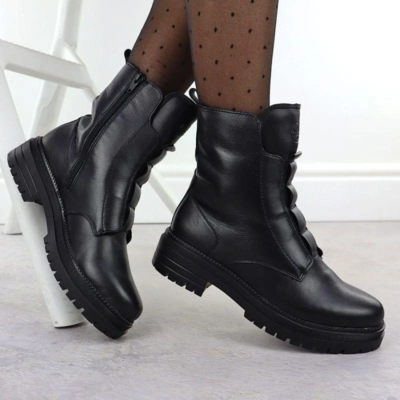 Rieker Y3160-00 moteriški juodi odiniai aulinukai
