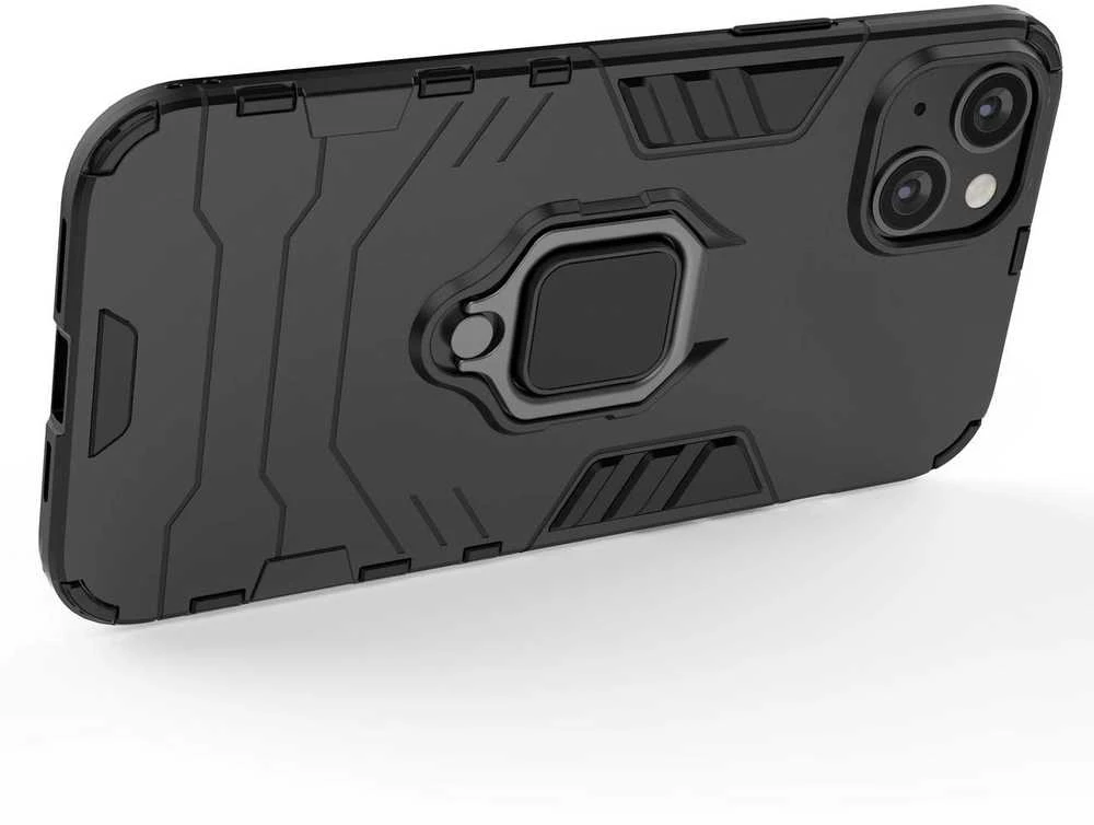 Hurtel Ring Armor dėklas telefonui Apple iPhone 14 Pro Max armored magnetic holder ring juodos spalvos